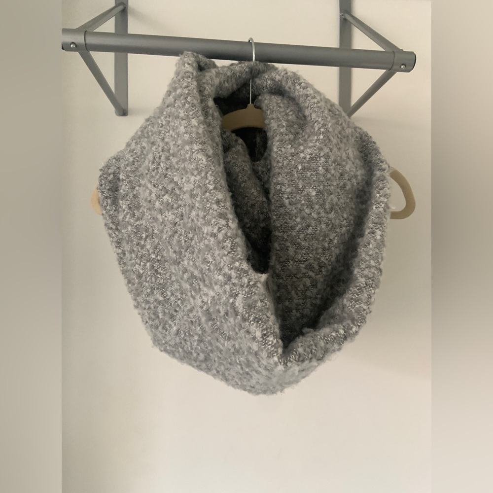 Fluffy grey infinity scarf - warm
